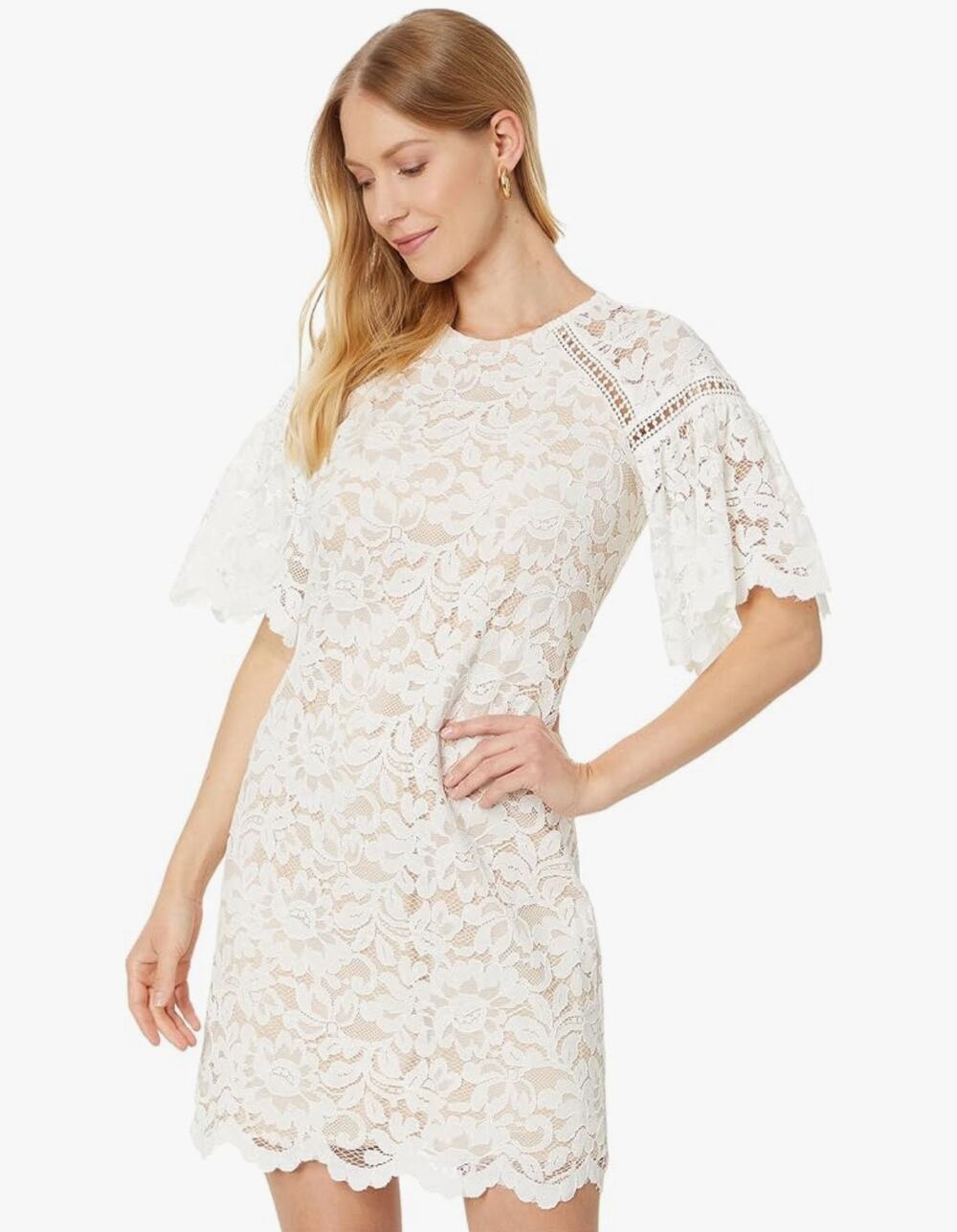 NWT!! Vince Camuto Women's White Lace Shift Dress 8